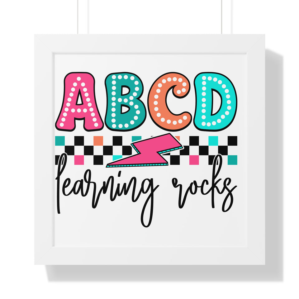 ABCD Learning Rocks Framed Vertical Poster