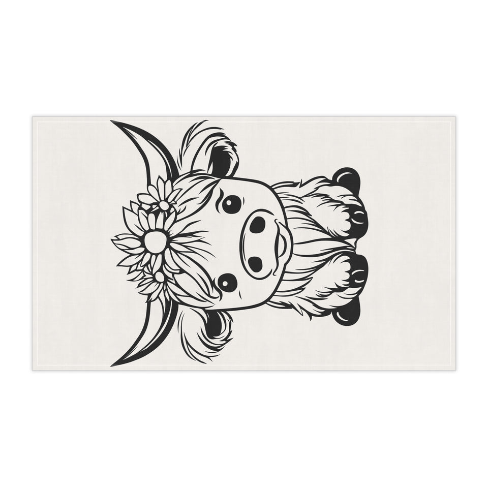 Sunflower Highland Cow Kitchen Towel