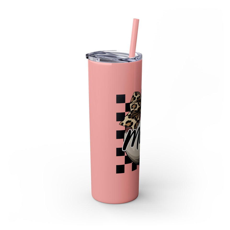 Mama Leopard Print Skinny Tumbler with Straw - 20oz