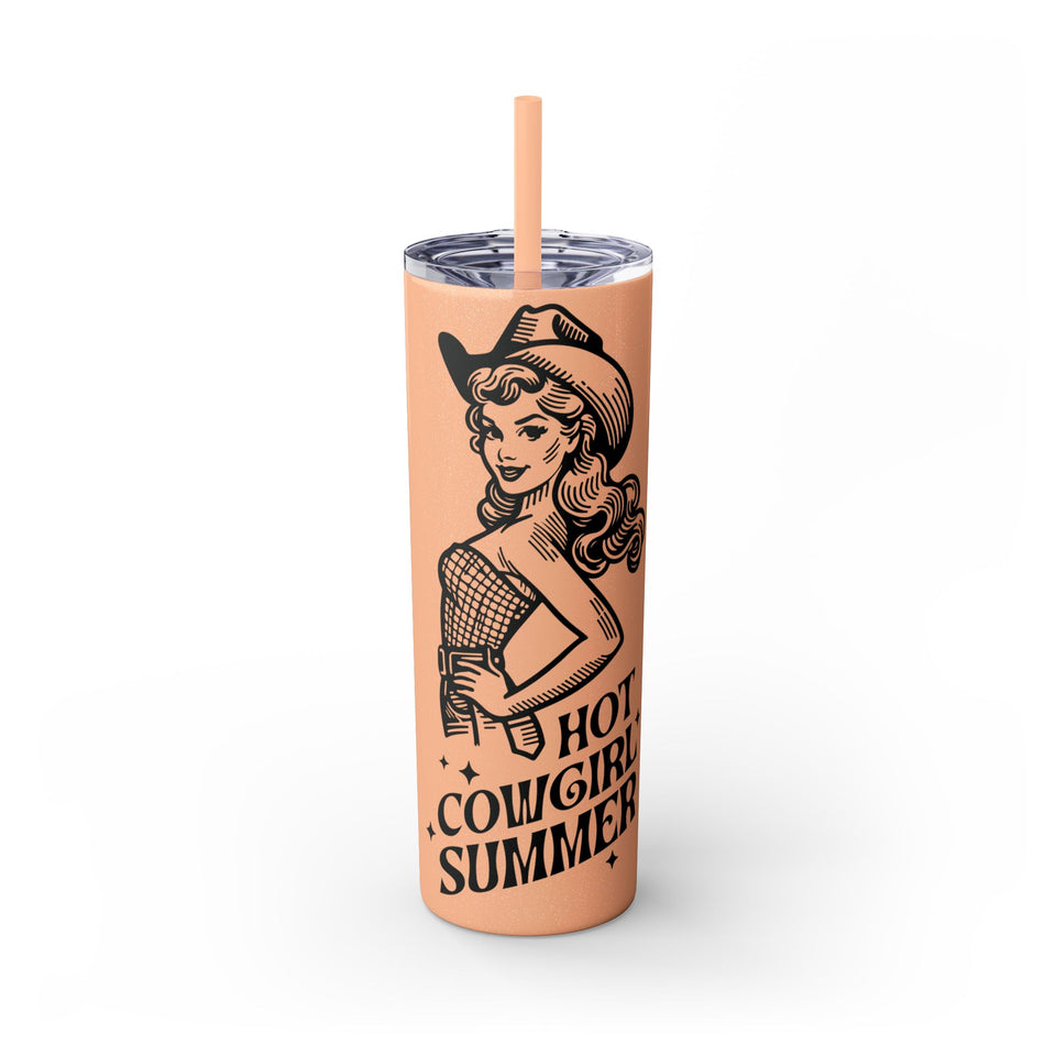 Hot Cowgirl Summer Skinny Tumbler with Straw, 20oz