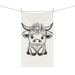 Sunflower Highland Cow Kitchen Towel