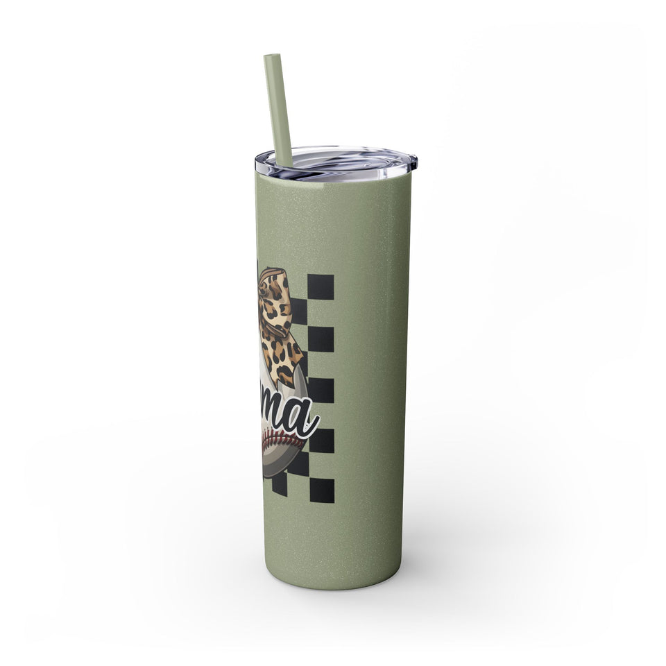 Mama Leopard Print Skinny Tumbler with Straw - 20oz