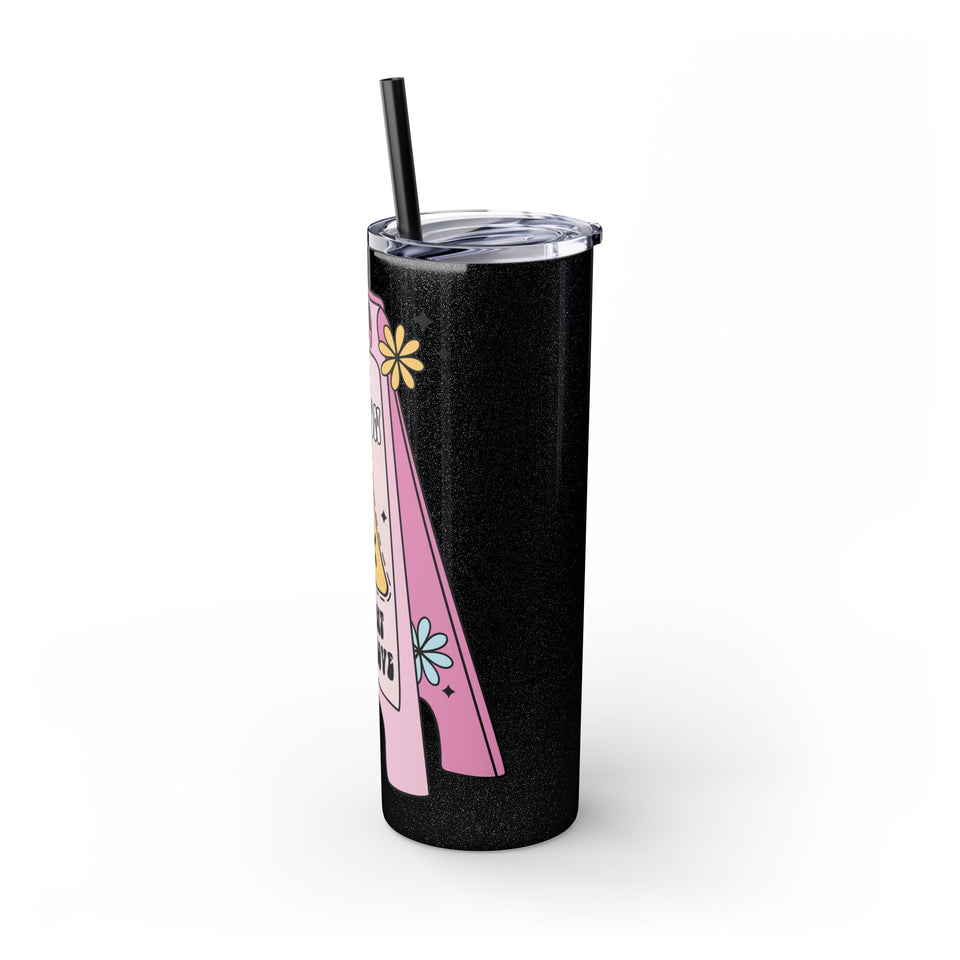Caution You May Fall In Love Skinny Tumbler with Straw, 20oz