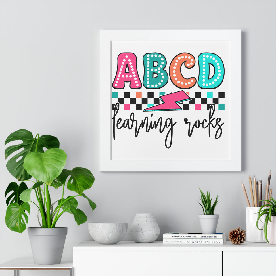 ABCD Learning Rocks Framed Vertical Poster