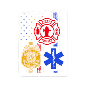 First Responder Kiss-Cut Stickers | Emergency Services Decor, Police & Firefighter Gifts, USA Pride Stickers, Resilience & Honor