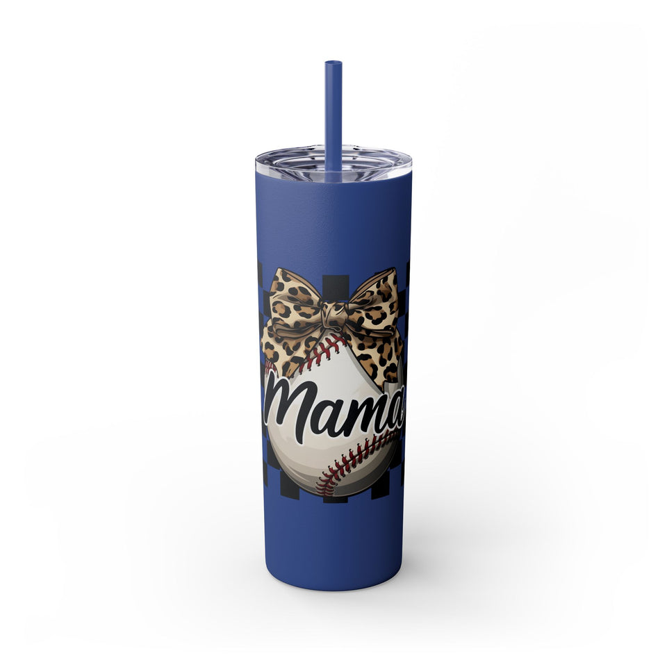 Mama Leopard Print Skinny Tumbler with Straw - 20oz