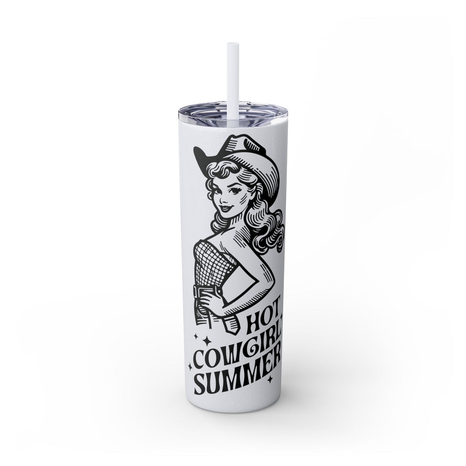 Hot Cowgirl Summer Skinny Tumbler with Straw, 20oz