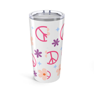 Peace Sign And flowers Tumbler 20oz