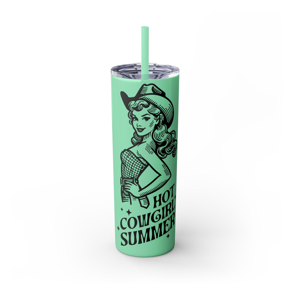 Hot Cowgirl Summer Skinny Tumbler with Straw, 20oz
