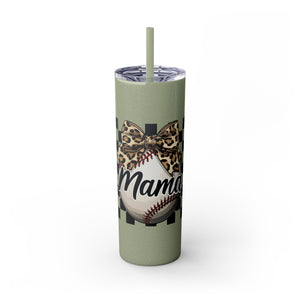 Mama Leopard Print Skinny Tumbler with Straw - 20oz