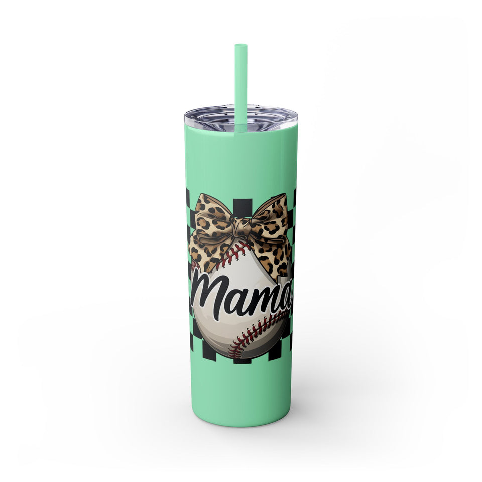 Mama Leopard Print Skinny Tumbler with Straw - 20oz