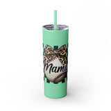 Mama Leopard Print Skinny Tumbler with Straw - 20oz