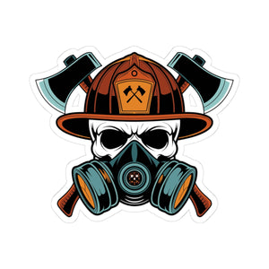 Bold Firefighter Skull Kiss-Cut Stickers - Unique Decals for Outdoor Enthusiasts