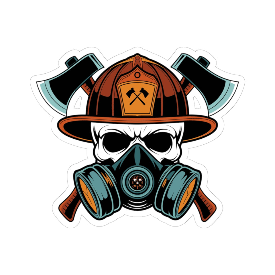 Bold Firefighter Skull Kiss-Cut Stickers - Unique Decals for Outdoor Enthusiasts