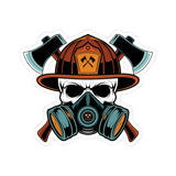 Bold Firefighter Skull Kiss-Cut Stickers - Unique Decals for Outdoor Enthusiasts