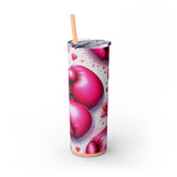 Motivational Pink Boxing Skinny Tumbler with Straw - 20oz, Breast Cancer Awareness