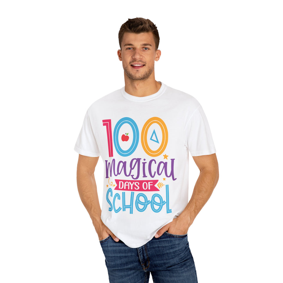 100 Magical Days Of School Unisex Garment-Dyed T-shirt