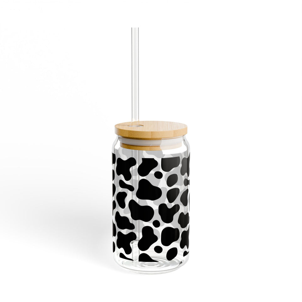 Cow Print Sipper Glass, 16oz