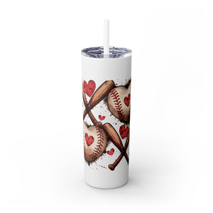 Baseball Love Skinny Tumbler with Straw - 20oz