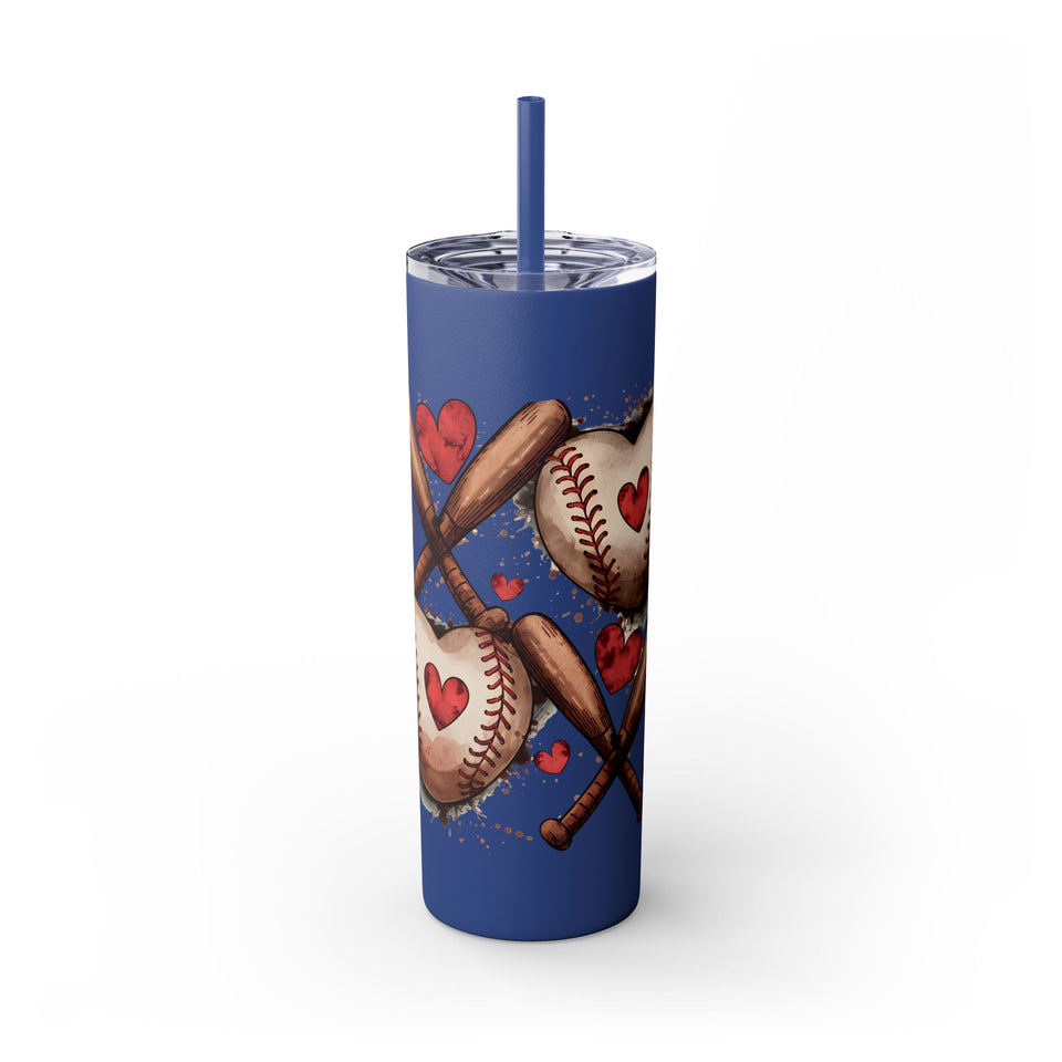 Baseball Love Skinny Tumbler with Straw - 20oz