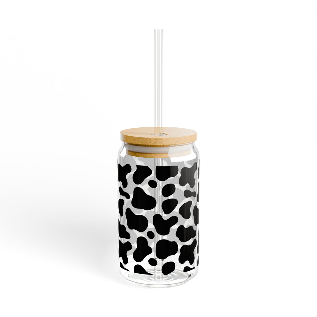 Cow Print Sipper Glass, 16oz