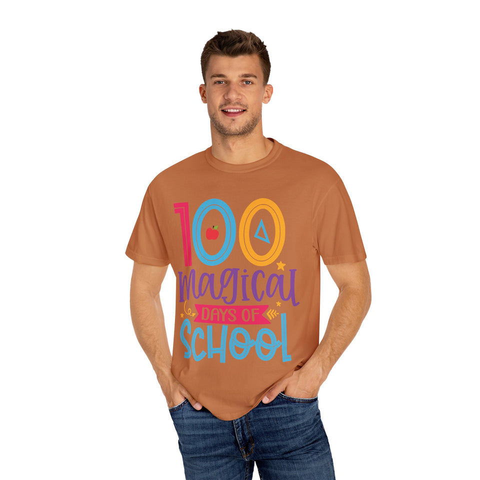 100 Magical Days Of School Unisex Garment-Dyed T-shirt
