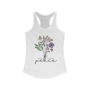 Floral Peace Racerback Tank Top,  Inspirational Women’s Activewear