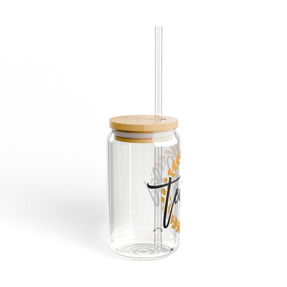 Teacher Golden Wreath Sipper Glass, 16oz