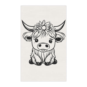 Sunflower Highland Cow Kitchen Towel