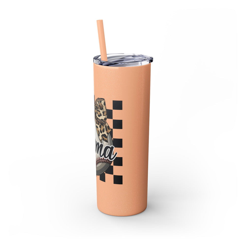 Mama Leopard Print Skinny Tumbler with Straw - 20oz