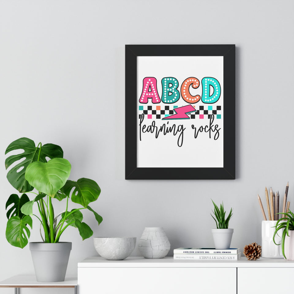 ABCD Learning Rocks Framed Vertical Poster