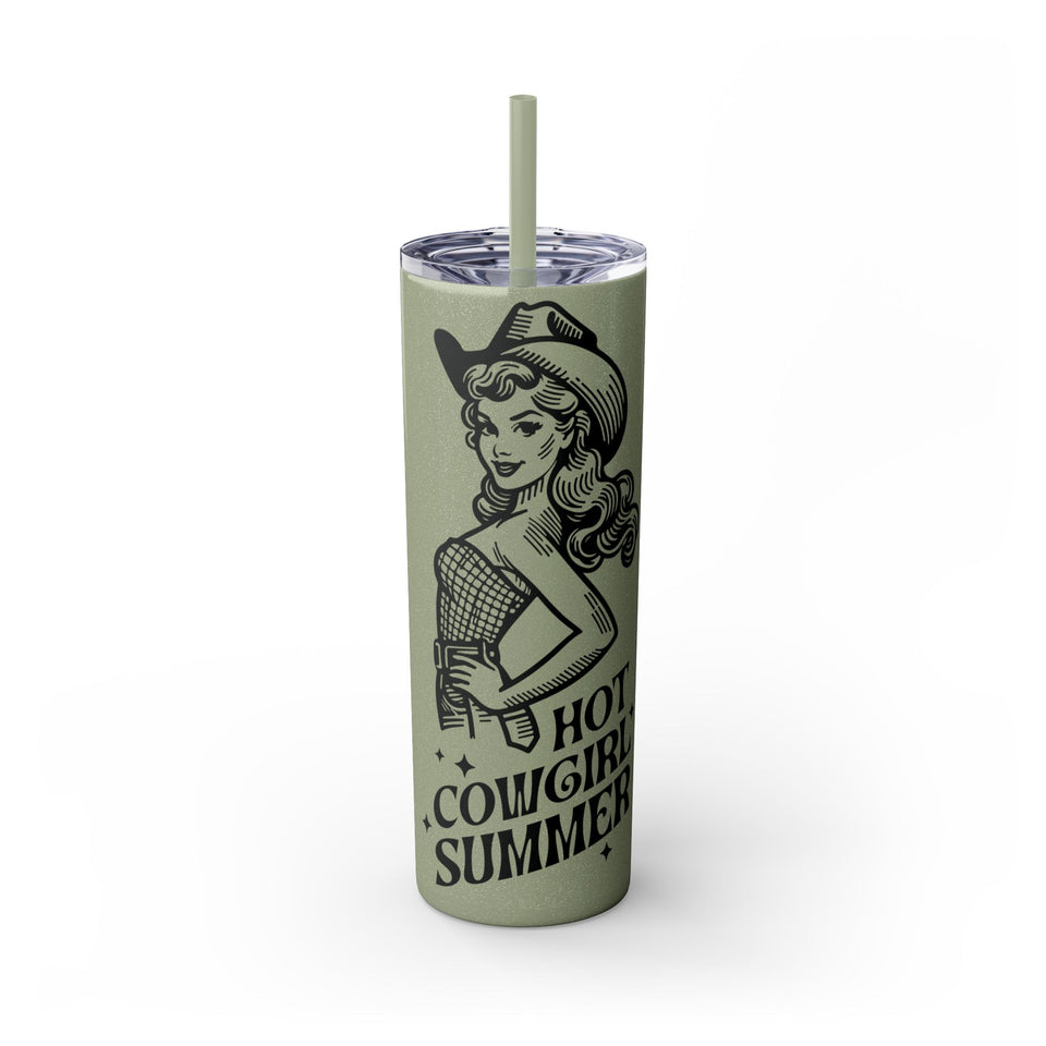 Hot Cowgirl Summer Skinny Tumbler with Straw, 20oz